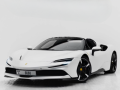 White Ferrari no deposit hire at First Super Car Rental Dubai