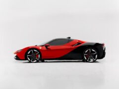 Ferrari SF90 red side view